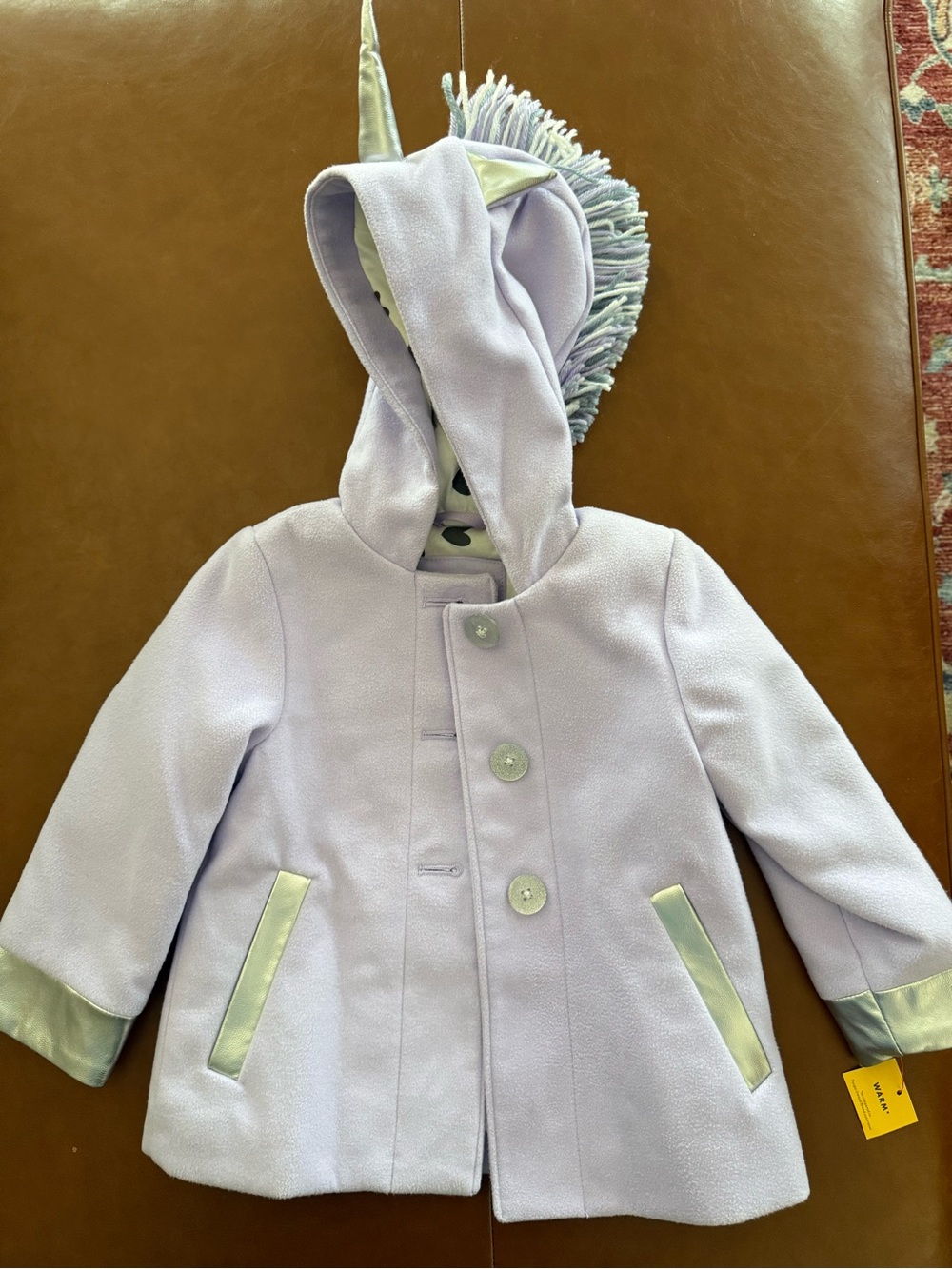 Girls' NWT Size 2T Lavender Unicorn Hooded Coat Soft Exterior